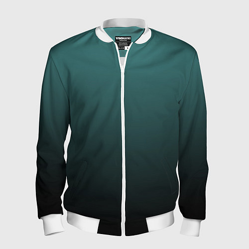 Мужской бомбер Градиент зелено-черный / 3D-Белый – фото 1