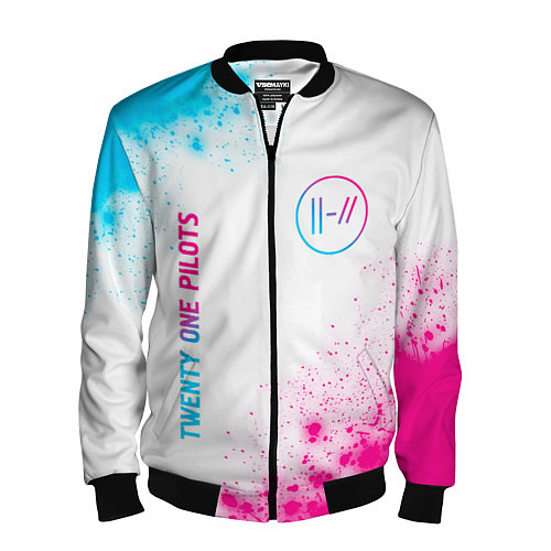 Мужской бомбер Twenty One Pilots neon gradient style: надпись, си / 3D-Черный – фото 1