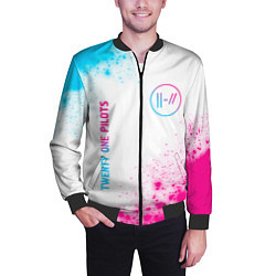 Бомбер мужской Twenty One Pilots neon gradient style: надпись, си, цвет: 3D-черный — фото 2