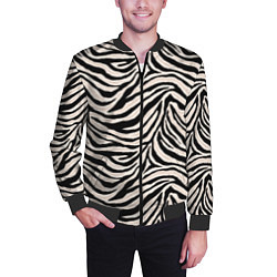 Бомбер мужской Полосатая шкура зебры, белого тигра, цвет: 3D-черный — фото 2