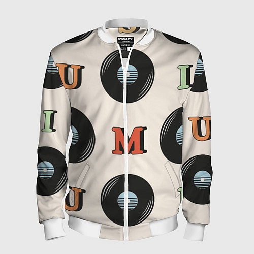 Мужской бомбер Виниловое ретро / 3D-Белый – фото 1
