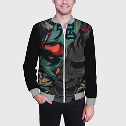 Бомбер мужской Демон самурай - Они, цвет: 3D-меланж — фото 2
