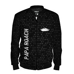 Бомбер мужской Papa Roach glitch на темном фоне: надпись, символ, цвет: 3D-черный