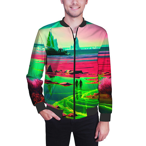 Мужской бомбер Кислотный мир / 3D-Черный – фото 3