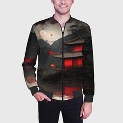 Бомбер мужской Домик у озера, цвет: 3D-черный — фото 2