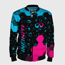Бомбер мужской Infiniti - neon gradient: надпись, символ, цвет: 3D-черный