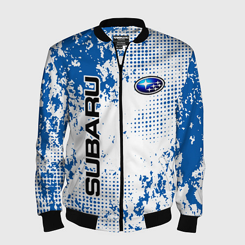 Мужской бомбер Subaru blue logo / 3D-Черный – фото 1