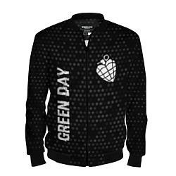 Бомбер мужской Green Day glitch на темном фоне: надпись, символ, цвет: 3D-черный