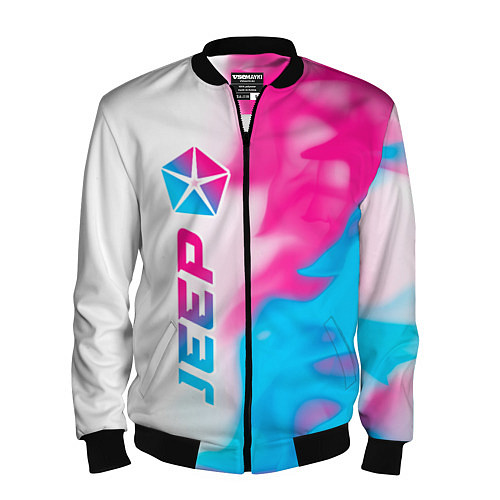 Мужской бомбер Jeep neon gradient style: по-вертикали / 3D-Черный – фото 1