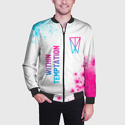 Бомбер мужской Within Temptation neon gradient style: надпись, си, цвет: 3D-черный — фото 2