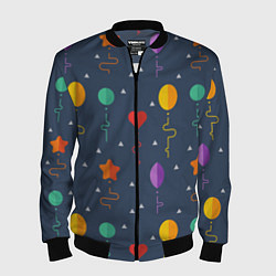 Бомбер мужской Праздничные шарики, цвет: 3D-черный