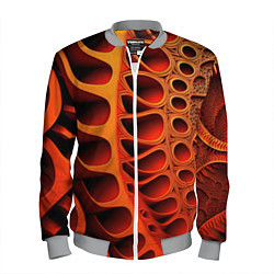 Бомбер мужской Объемная оранжевая абстракция, цвет: 3D-меланж