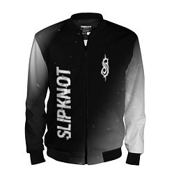 Бомбер мужской Slipknot glitch на темном фоне: надпись, символ, цвет: 3D-черный