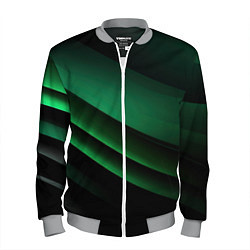 Бомбер мужской Черно зеленые полосы, цвет: 3D-меланж