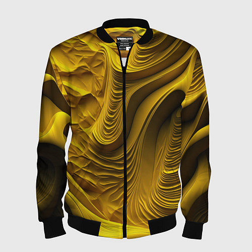Мужской бомбер Объемная желтая текстура / 3D-Черный – фото 1