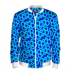 Бомбер мужской Логотип Барби - синий паттерн, цвет: 3D-белый