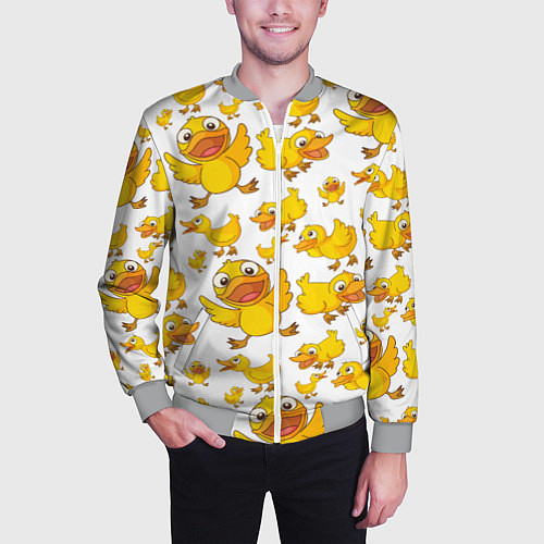 Мужской бомбер Yellow ducklings / 3D-Меланж – фото 3