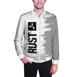 Бомбер мужской Rust glitch на светлом фоне: по-вертикали, цвет: 3D-белый — фото 2