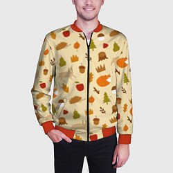 Бомбер мужской Паттерн - осень, цвет: 3D-красный — фото 2