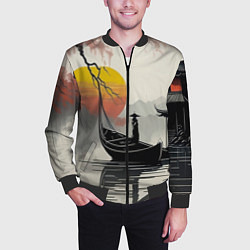 Бомбер мужской Красота Японии, цвет: 3D-черный — фото 2