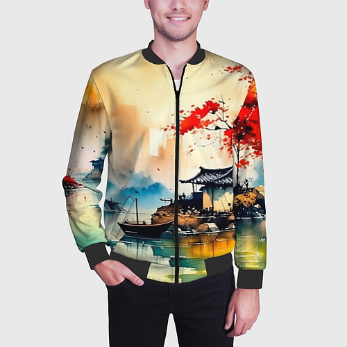 Мужской бомбер Краски природы / 3D-Черный – фото 3