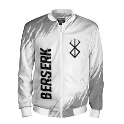 Бомбер мужской Berserk glitch на светлом фоне: надпись, символ, цвет: 3D-белый