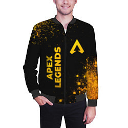 Бомбер мужской Apex Legends - gold gradient: надпись, символ, цвет: 3D-черный — фото 2