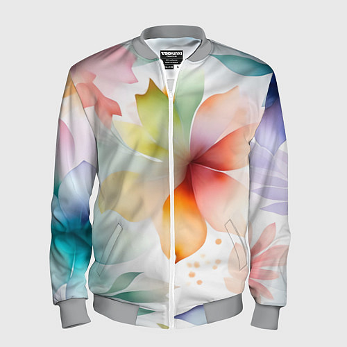 Мужской бомбер Акварельный цветочный принт / 3D-Меланж – фото 1