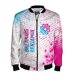 Бомбер мужской Breaking Benjamin neon gradient style: надпись, си, цвет: 3D-черный