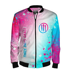 Бомбер мужской Three Days Grace neon gradient style: надпись, сим, цвет: 3D-черный