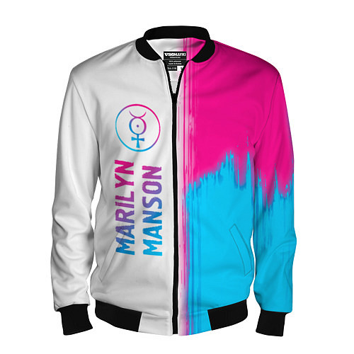 Мужской бомбер Marilyn Manson neon gradient style: по-вертикали / 3D-Черный – фото 1