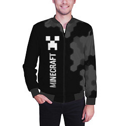 Бомбер мужской Minecraft glitch на темном фоне: по-вертикали, цвет: 3D-черный — фото 2
