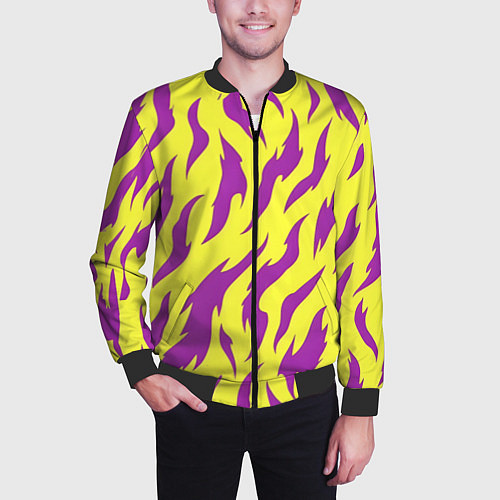 Мужской бомбер Кислотный тигр паттерн / 3D-Черный – фото 3
