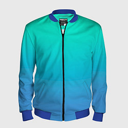Мужской бомбер Градиент сине-зелёный светлый