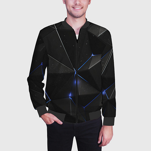 Мужской бомбер Black geometry texture / 3D-Черный – фото 3