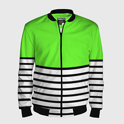 Мужской бомбер Полосатый ярко-салатовый