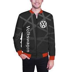 Бомбер мужской Volkswagen - classic black, цвет: 3D-красный — фото 2