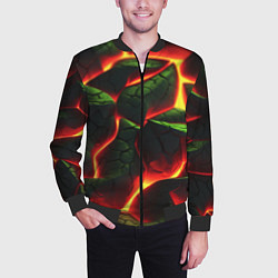 Бомбер мужской Зеленые плиты и лава, цвет: 3D-черный — фото 2