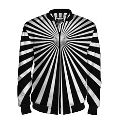 Бомбер мужской Черно-белая полосатая иллюзия, цвет: 3D-черный
