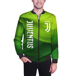 Бомбер мужской Ювентус лого на зеленом фоне, цвет: 3D-черный — фото 2