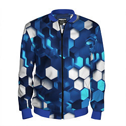 Мужской бомбер Cyber hexagon Blue