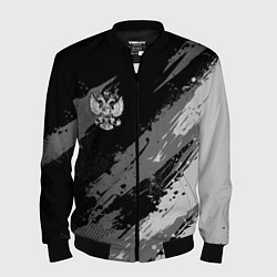 Бомбер мужской Герб РФ - монохромный, цвет: 3D-черный