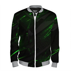 Мужской бомбер Dark black green abstract