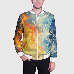 Бомбер мужской Вода и пламя абстракция, цвет: 3D-белый — фото 2