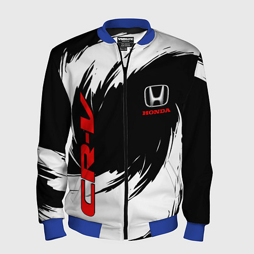 Мужской бомбер Honda - белые краски / 3D-Синий – фото 1