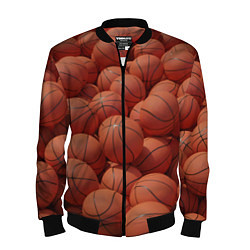 Бомбер мужской Узор с баскетбольными мячами, цвет: 3D-черный