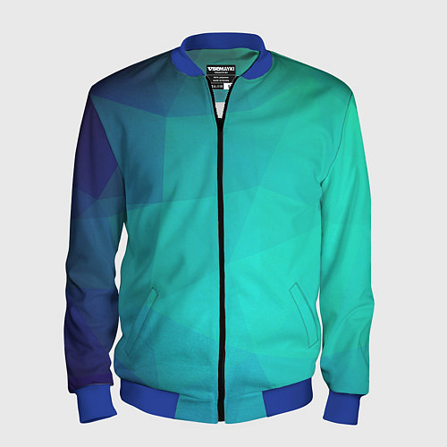 Мужской бомбер Голубые грани / 3D-Синий – фото 1