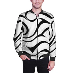 Бомбер мужской Анималистическая абстракция зебры, цвет: 3D-черный — фото 2