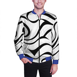 Бомбер мужской Анималистическая абстракция зебры, цвет: 3D-синий — фото 2