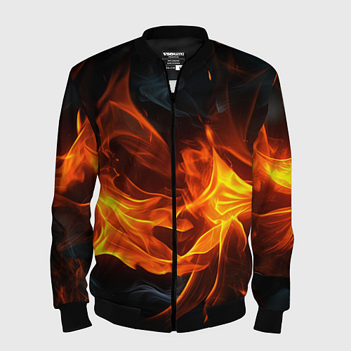 Мужской бомбер Пламя костра / 3D-Черный – фото 1